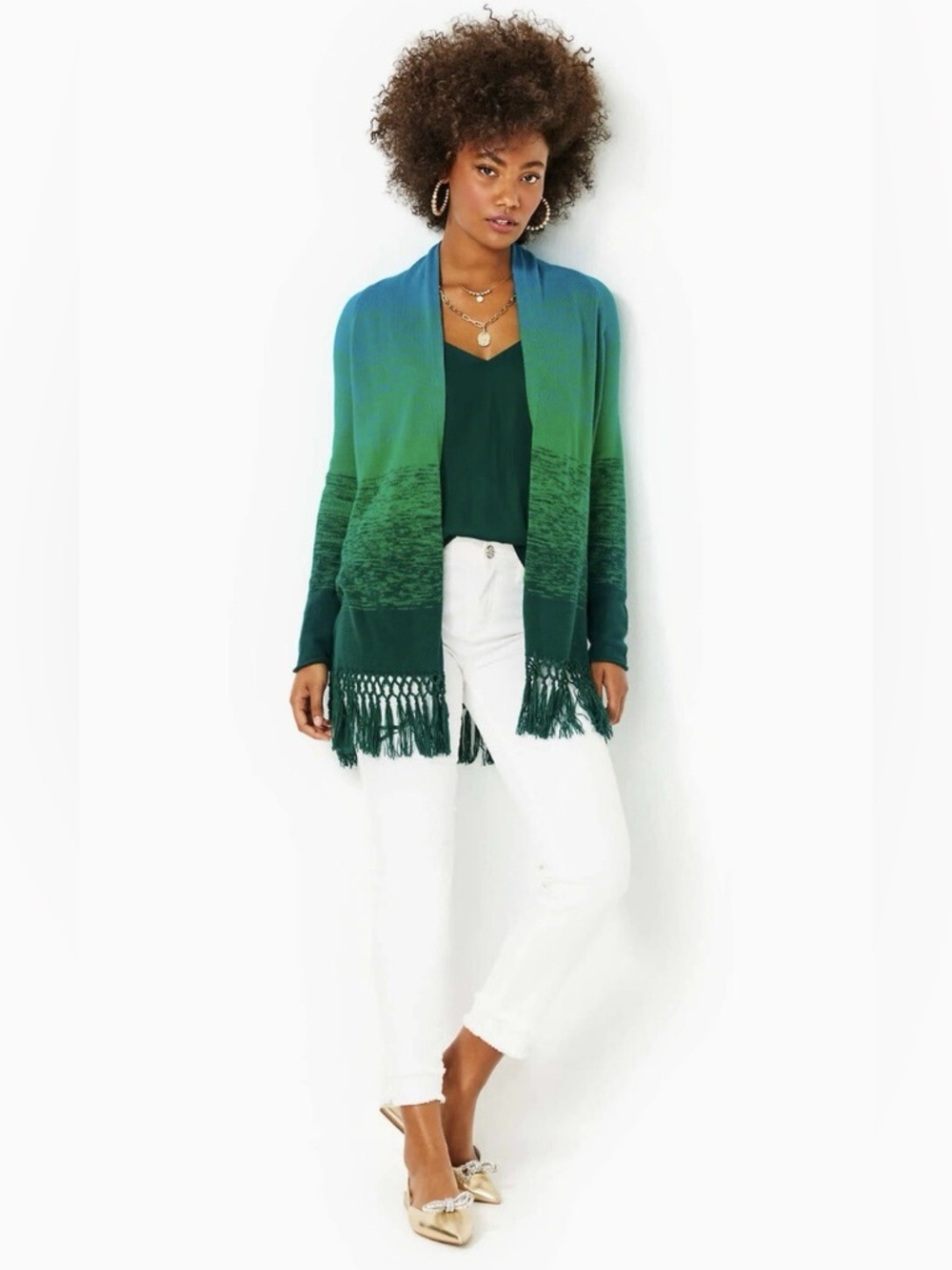 Lilly Pulitzer Tatum Ombre Cardigan-Evergreen Marled Ombré